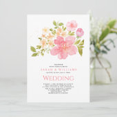 ロマンチックコーラルピーチフラワーズフローラ結婚ボホズ 招待状 (スタンド正面)