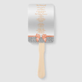 ロマンチックコーラルボウシルバーグリッター結婚式 プログラム ハンドファン (正面)