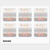 ロマンチックコーラルボウ&シルバーグリッターサンキューユー スクエアシール (シート)