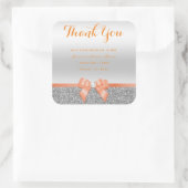 ロマンチックコーラルボウ&シルバーグリッターサンキューユー スクエアシール (バッグ)