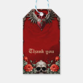 ロマンチックゴシックのアイコン:ハート、薔薇、骸骨。 ギフトタグ (正面)