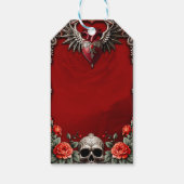 ロマンチックゴシックのアイコン:ハート、薔薇、骸骨。 ギフトタグ (裏面)