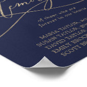 ロマンチックゴールドカリグラフィー | ネイビー 愛する人の記憶に ポスター (角)