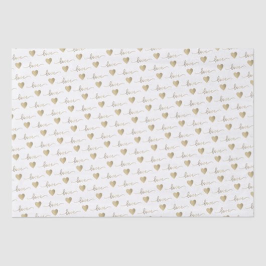 ロマンチックゴールドスクリプトラブハーツウェディング 薄葉紙 (正面)