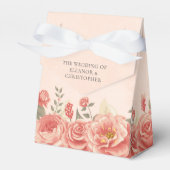 ロマンチックサンゴフローラバラピーチ庭園の結婚式 フェイバーボックス (正面サイド)