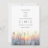 ロマンチックサンセットコースタルメドーアートビーチ結婚式 招待状 (正面)