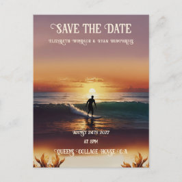 ロマンチックサンセットビーチシーンとトロピカルエレガンス ポストカード