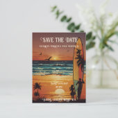 ロマンチックサンセットビーチシーンとトロピカルエレガンス ポストカード (スタンド正面)