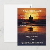 ロマンチックサンセットビーチシーンとトロピカルエレガンス ポストカード (正面/裏面)