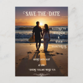 ロマンチックサンセットビーチシーンとトロピカルエレガンス ポストカード