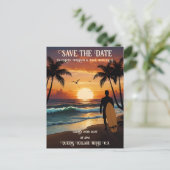 ロマンチックサンセットビーチシーンとトロピカルエレガンス ポストカード (スタンド正面)