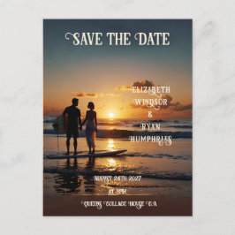 ロマンチックサンセットビーチシーンとトロピカルエレガンス ポストカード