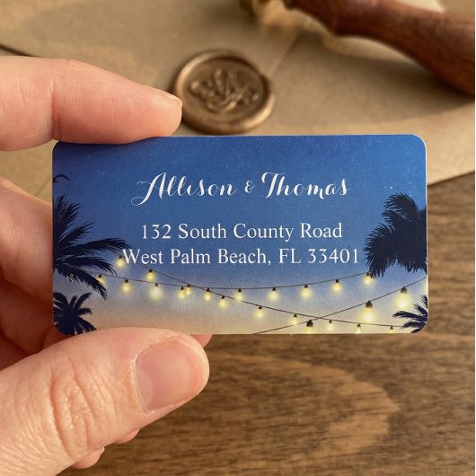 ロマンチックサンセットビーチパームツリーストリングライト ラベル