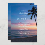 ロマンチックサンセットビーチブライダルシャワー 招待状 (正面/裏面)