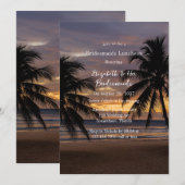 ロマンチックサンセットビーチブリデスメイドランチョン 招待状 (正面/裏面)