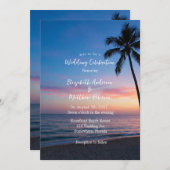 ロマンチックサンセットビーチ結婚式お祝い 招待状 (正面/裏面)