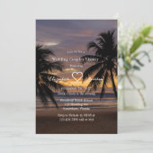ロマンチックサンセットビーチ結婚式カップルシャワー 招待状 (スタンド正面)