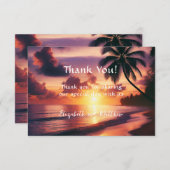 ロマンチックサンセットビーチ結婚式 サンキューカード (正面/裏面)