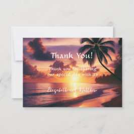 ロマンチックサンセットビーチ結婚式 サンキューカード