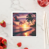 ロマンチックサンセットビーチ結婚式 スタンダードカクテルナプキン (インサイチュ)