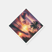 ロマンチックサンセットビーチ結婚式 スタンダードカクテルナプキン (角)