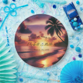 ロマンチックサンセットビーチ結婚式 ペーパープレート (パーティー)