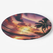 ロマンチックサンセットビーチ結婚式 ペーパープレート (アングル)