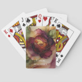 ロマンチックシックバラレッドブルゴーニュ金ゴールドフローラ トランプ (裏面)