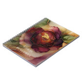 ロマンチックシックバラレッドブルゴーニュ金ゴールドフローラ ノートブック (左側)