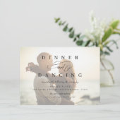 ロマンチックシンプルな台本の写真の結婚式のレセプション エンクロージャーカード (スタンド正面)