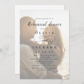 ロマンチックシンプルな台本の写真リハーサル・ディナー 招待状 (正面/裏面)