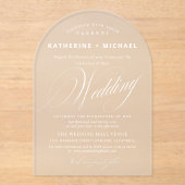 ロマンチックシンプルな台本の書道とシ結婚ック アクリル招待状 (正面)