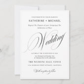 ロマンチックシンプルな台本の書道とシ結婚ック 招待状 (正面)