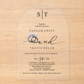 ロマンチックシンプルな書道アクリルの結婚式の招待 アクリル招待状 (正面)