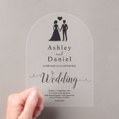 ロマンチックシンプルな黒と白のエレガントな結婚式 アクリル招待状 (インサイチュ (ポータブル))