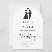 ロマンチックシンプルな黒と白のエレガントな結婚式 招待状 (正面)