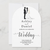 ロマンチックシンプルな黒と白のエレガントな結婚式 招待状 (正面)