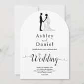 ロマンチックシンプルカップルの白黒結婚の 招待状 (正面)