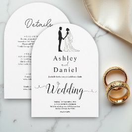 ロマンチックシンプルカップルの白黒結婚の 招待状