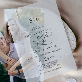 ロマンチックシンプル書道クラシックモダンの結婚 ベラム紙招待状