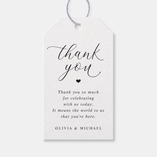 ロマンチックシンプル結婚なメッセージカードの感謝 ギフトタグ (正面)