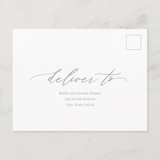 ロマンチックスクリプト編集可能カラーRSVP返信カード ポストカード (裏面)