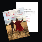 ロマンチックスタイリッシュなシックな赤い台本の書道写真 サンキューカード