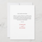 ロマンチックスタイリッシュなシックな赤い台本の書道写真 サンキューカード (裏面)