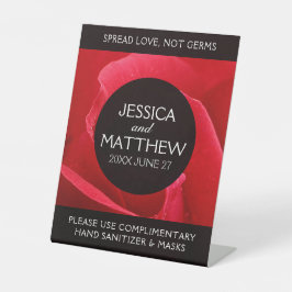 ロマンチックスタイリッシュレッドローズフローラの結婚安全Pe 台座サイン