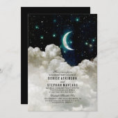 ロマンチックスターズアンドムーン婚約パーティ 招待状 (正面/裏面)