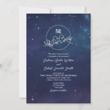 ロマンチックスターリーナイトモノグラム結婚式招待状