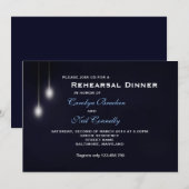 ロマンチックストレットライトブルーリハーサルディナーカード 招待状 (正面/裏面)