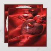 ロマンチックスパークルハートバレンタインデーパーティー 招待状 (正面/裏面)