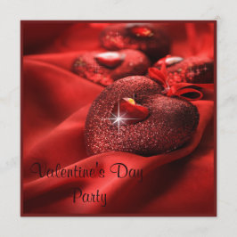ロマンチックスパークルハートバレンタインデーパーティー 招待状